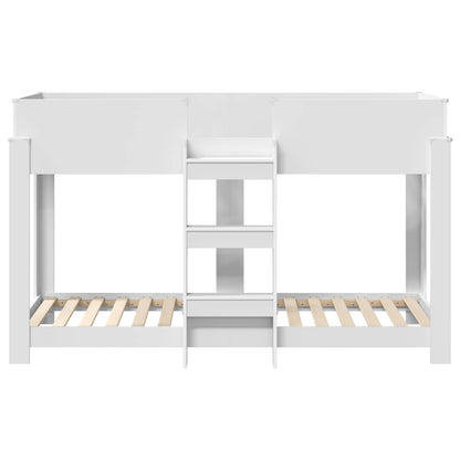 Bunk Bed voor Kinderen met matras Wit 80 x 190 cm Bewerkt hout