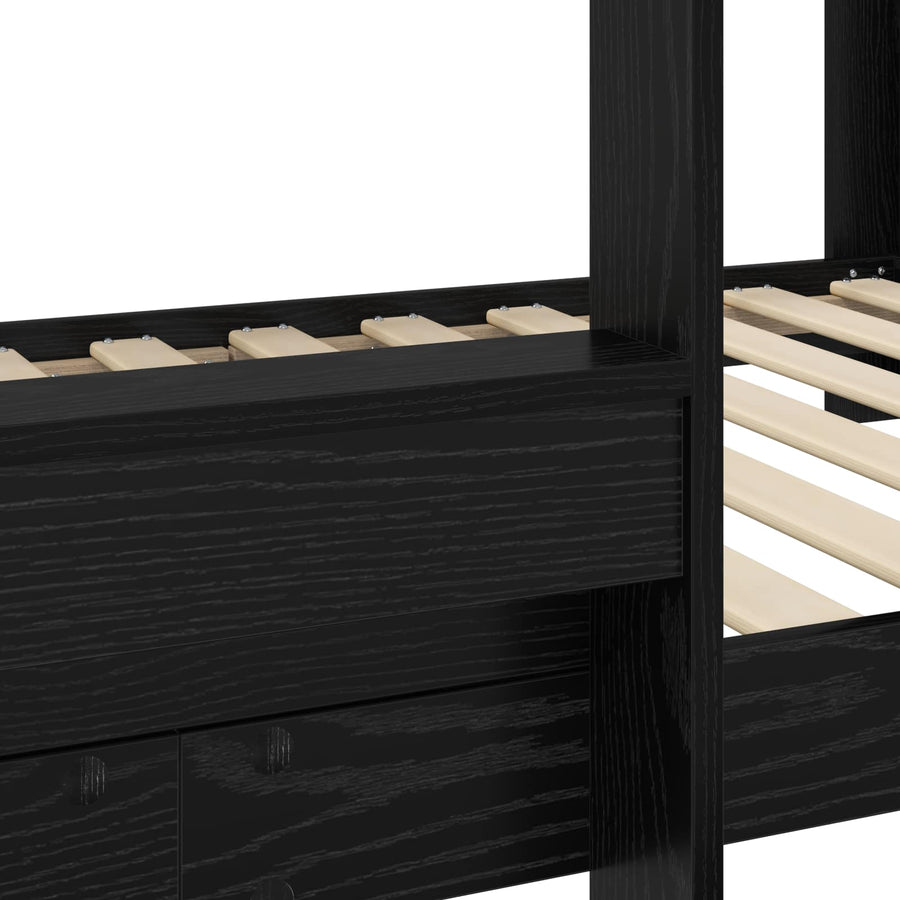 Bunk Bed voor Kinderen Zwart Eiken 80 x 190 cm Bewerkt hout