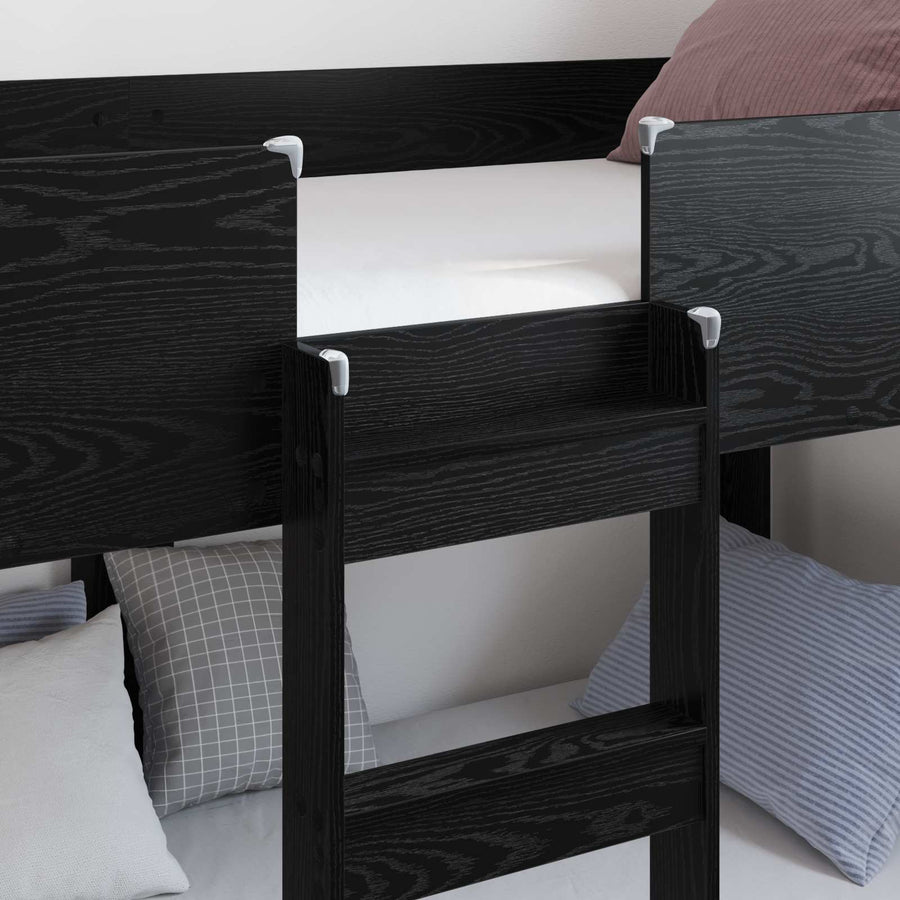 Bunk Bed voor Kinderen Zwart Eiken 80 x 190 cm Bewerkt hout