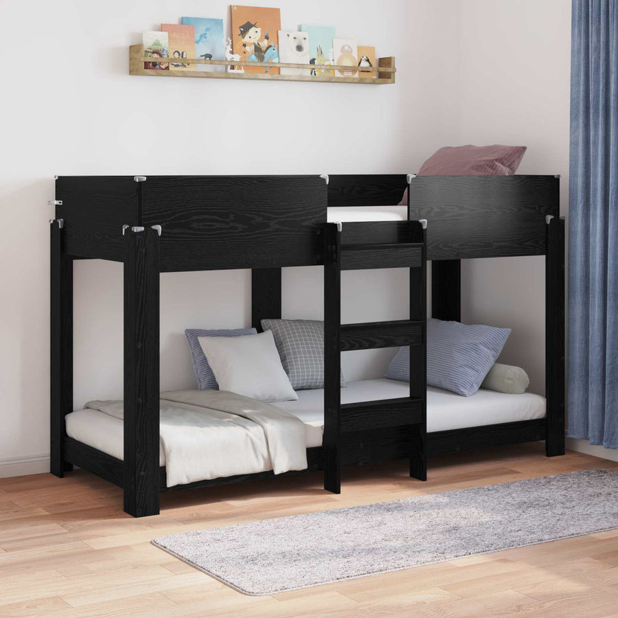 Bunk Bed voor Kinderen Zwart Eiken 80 x 190 cm Bewerkt hout