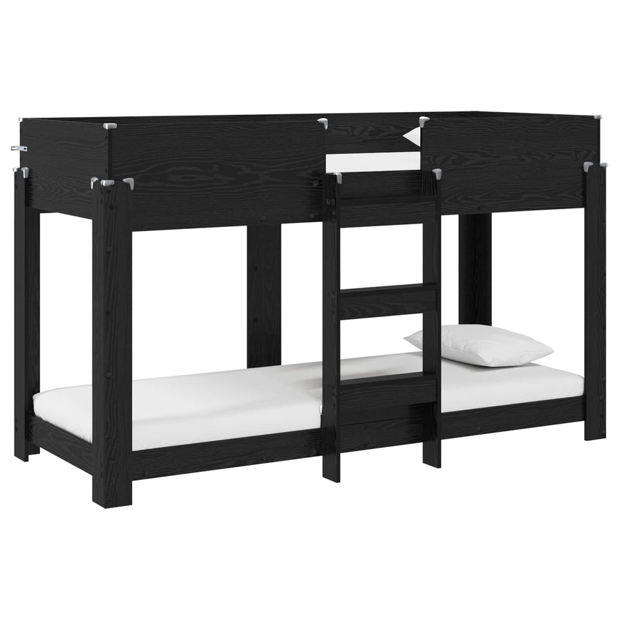 Bunk Bed voor Kinderen Zwart Eiken 80 x 190 cm Bewerkt hout