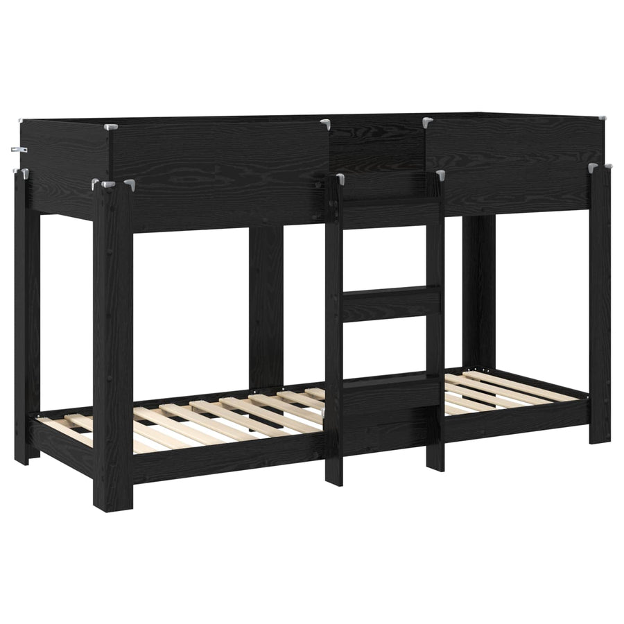 Bunk Bed voor Kinderen Zwart Eiken 80 x 190 cm Bewerkt hout