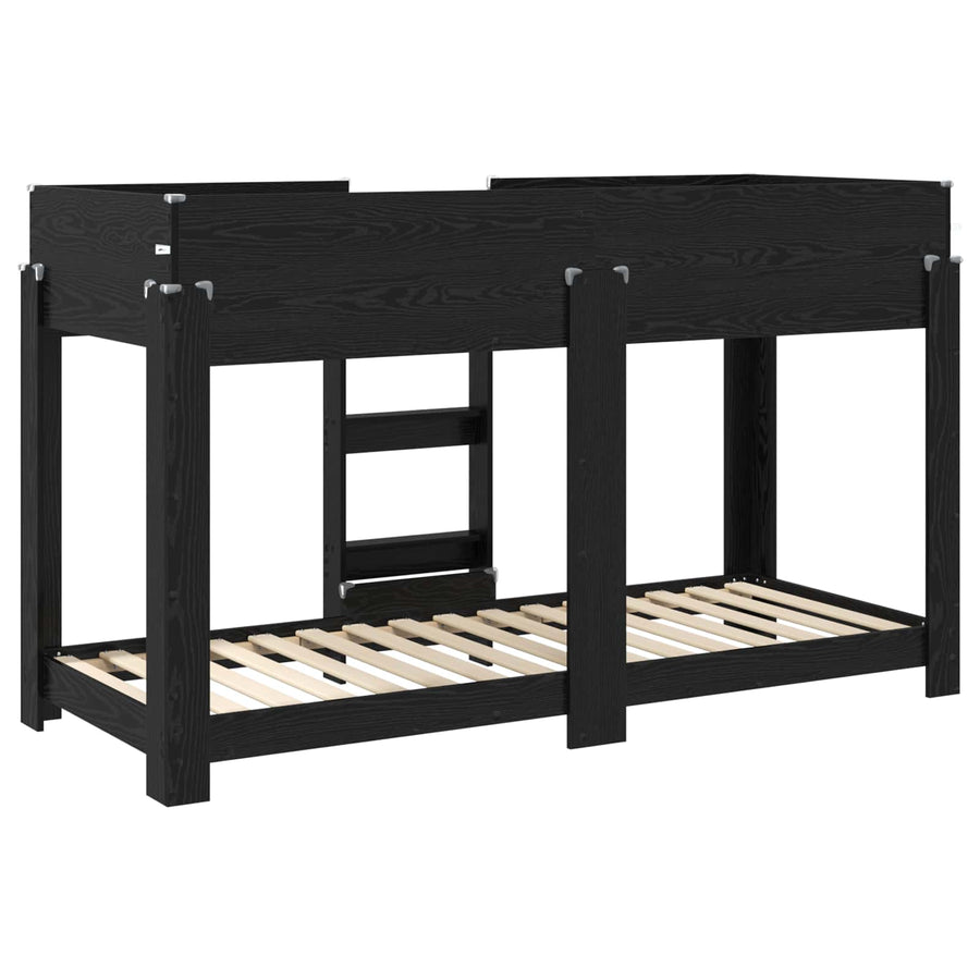 Bunk Bed voor Kinderen Zwart Eiken 80 x 190 cm Bewerkt hout