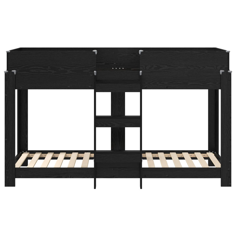 Bunk Bed voor Kinderen Zwart Eiken 80 x 190 cm Bewerkt hout