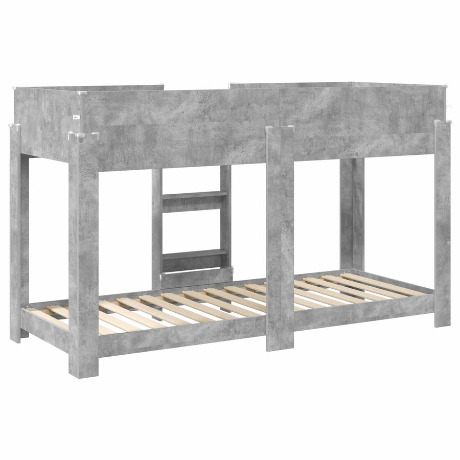 Bunk Bed voor Kinderen Beton Grijs 80 x 190 cm Bewerkt hout