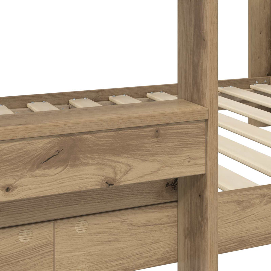 Bunk Bed voor Kinderen Artisan Eiken 80 x 190 cm Bewerkt hout