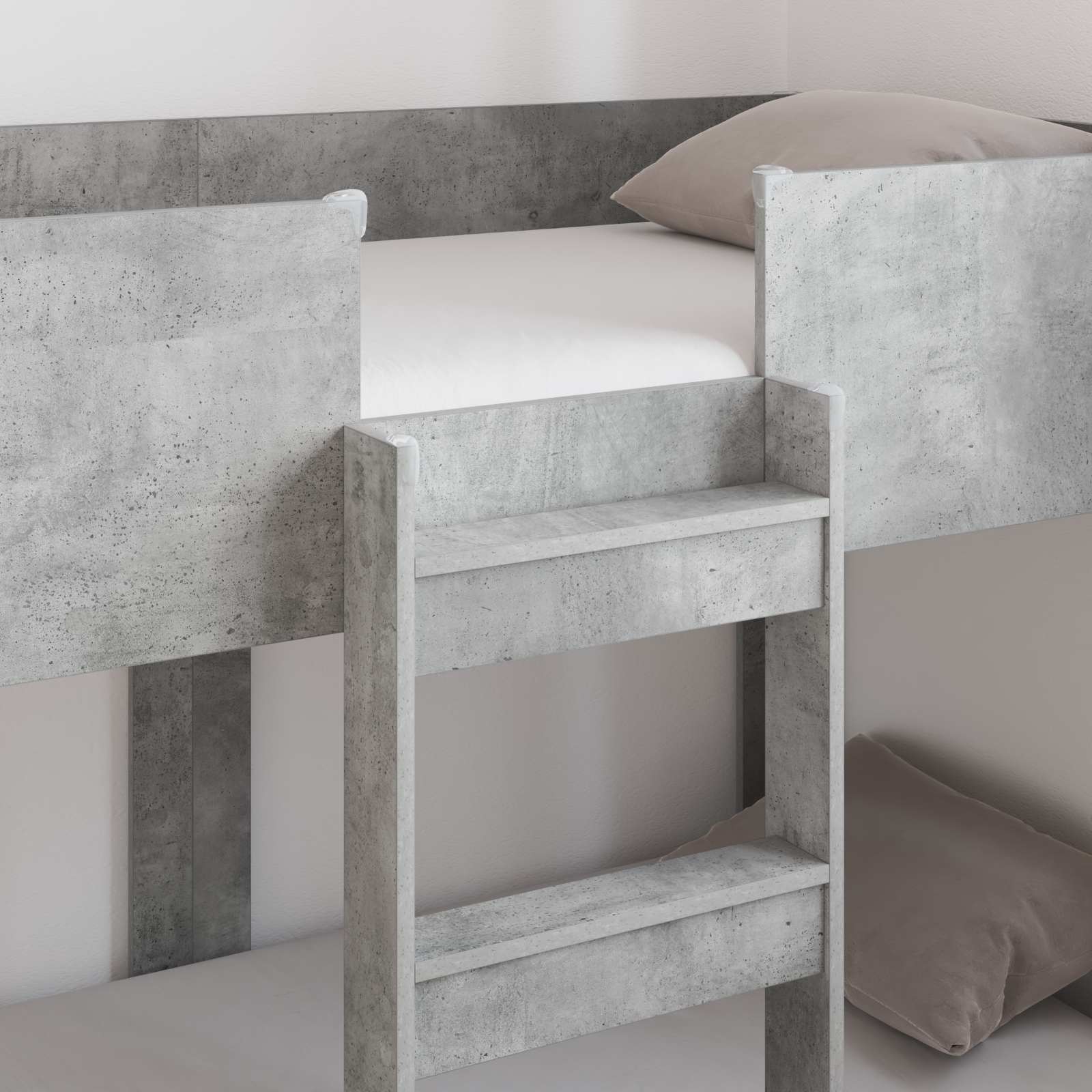 Bunk Bed voor Kinderen Beton Grijs 90 x 160 cm Bewerkt hout