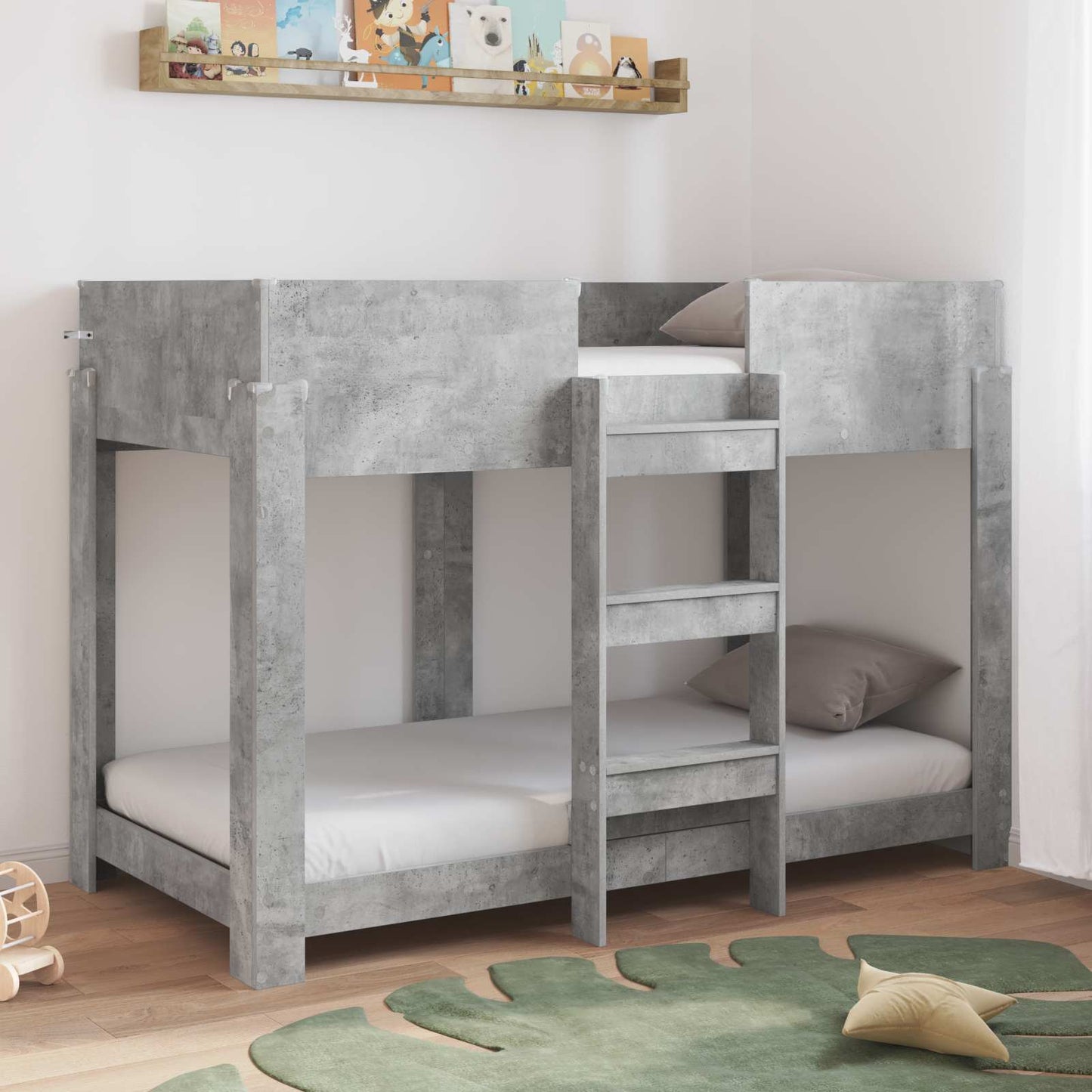 Bunk Bed voor Kinderen Beton Grijs 90 x 160 cm Bewerkt hout