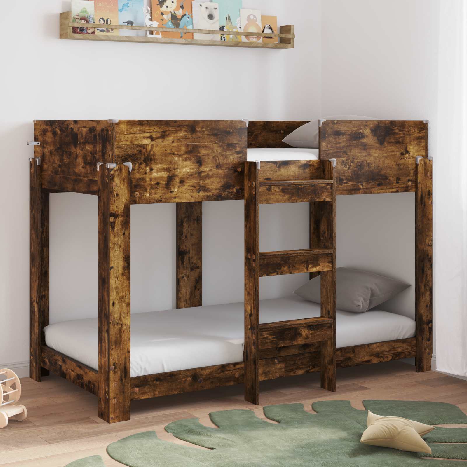 Bunk Bed voor Kinderen Gerookt eiken 90 x 160 cm Bewerkt hout