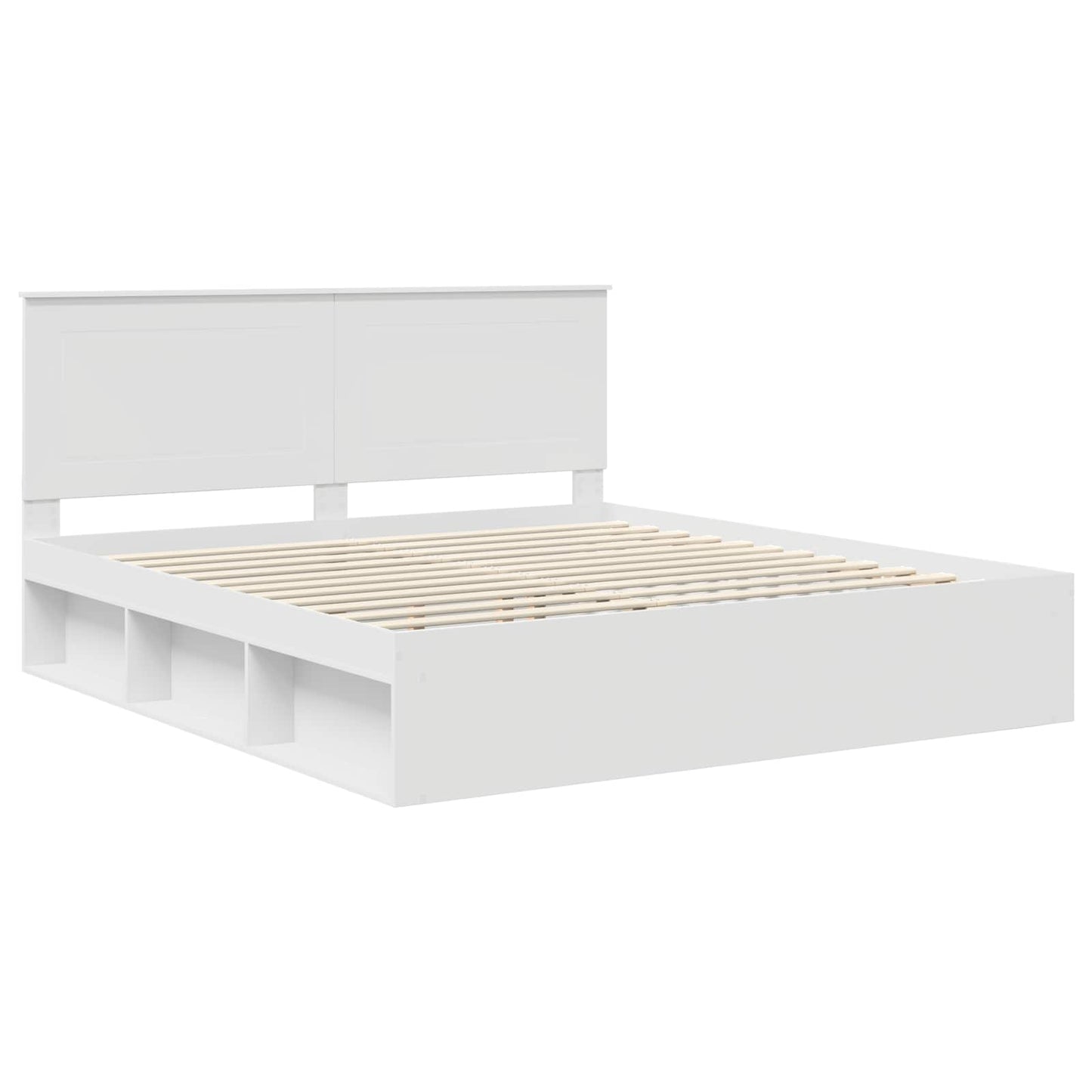 Bedframe met hoofdeinde Wit 200 x 200 cm Massief grenenhout