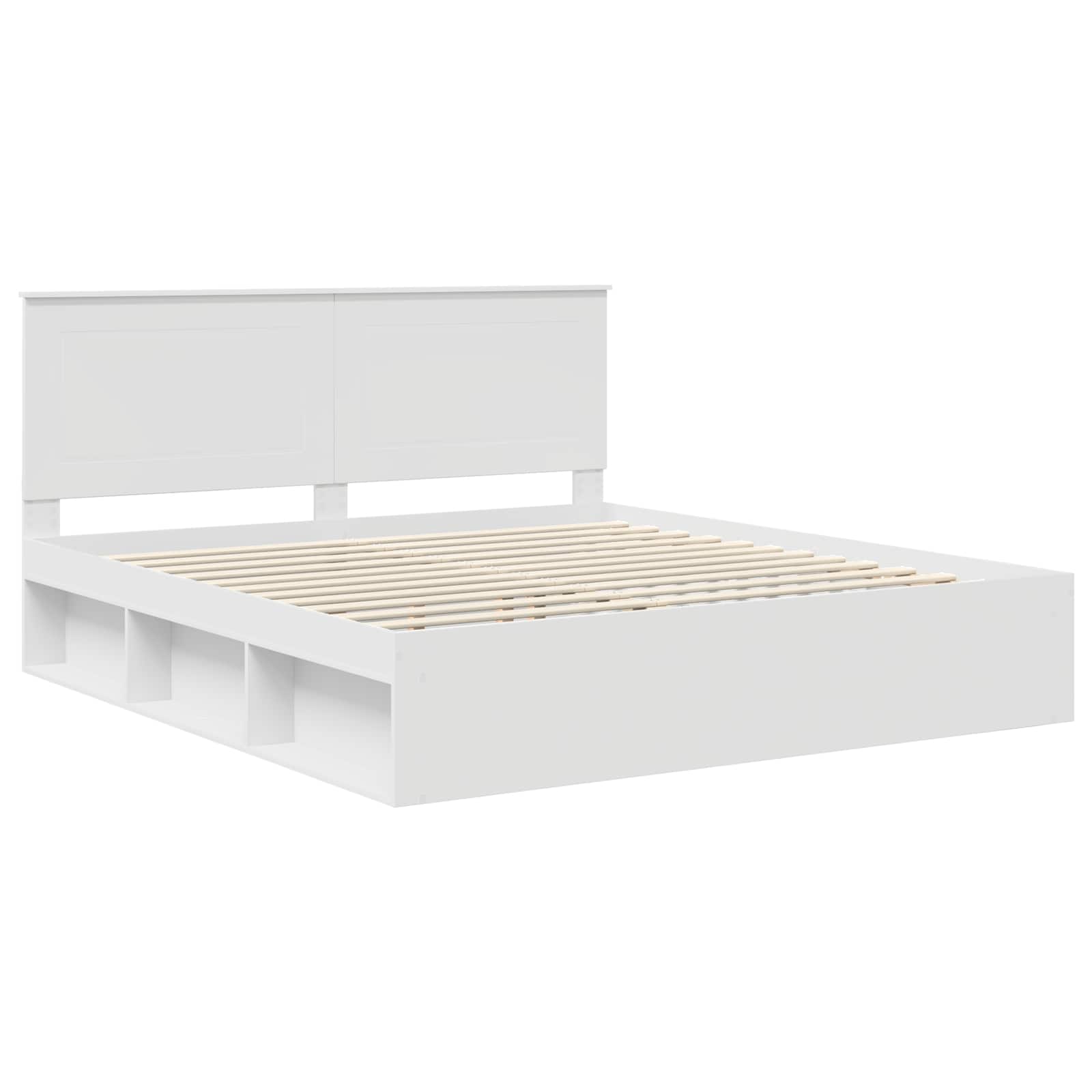 Bedframe met hoofdeinde Wit 200 x 200 cm Massief grenenhout