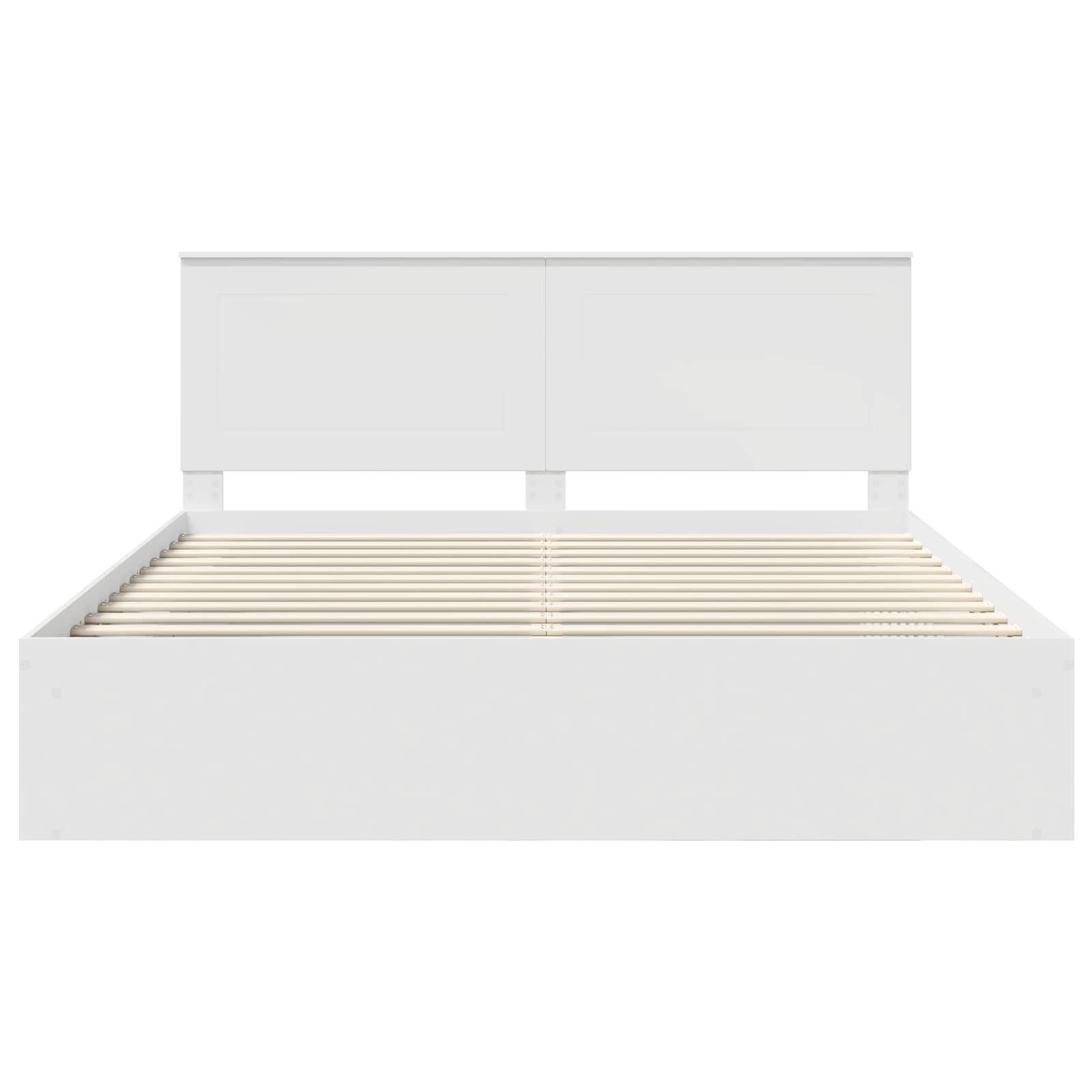 Bedframe met hoofdeinde Wit 200 x 200 cm Massief grenenhout