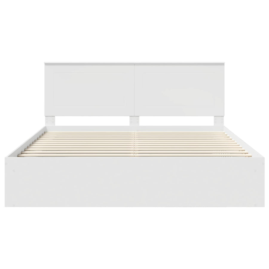 Bedframe met hoofdeinde Wit 200 x 200 cm Massief grenenhout