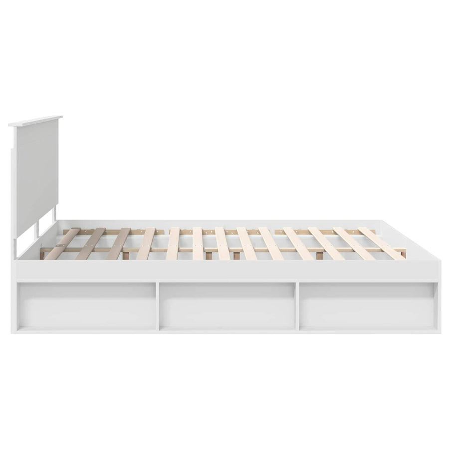 Bedframe met hoofdeinde Wit 200 x 200 cm Massief grenenhout