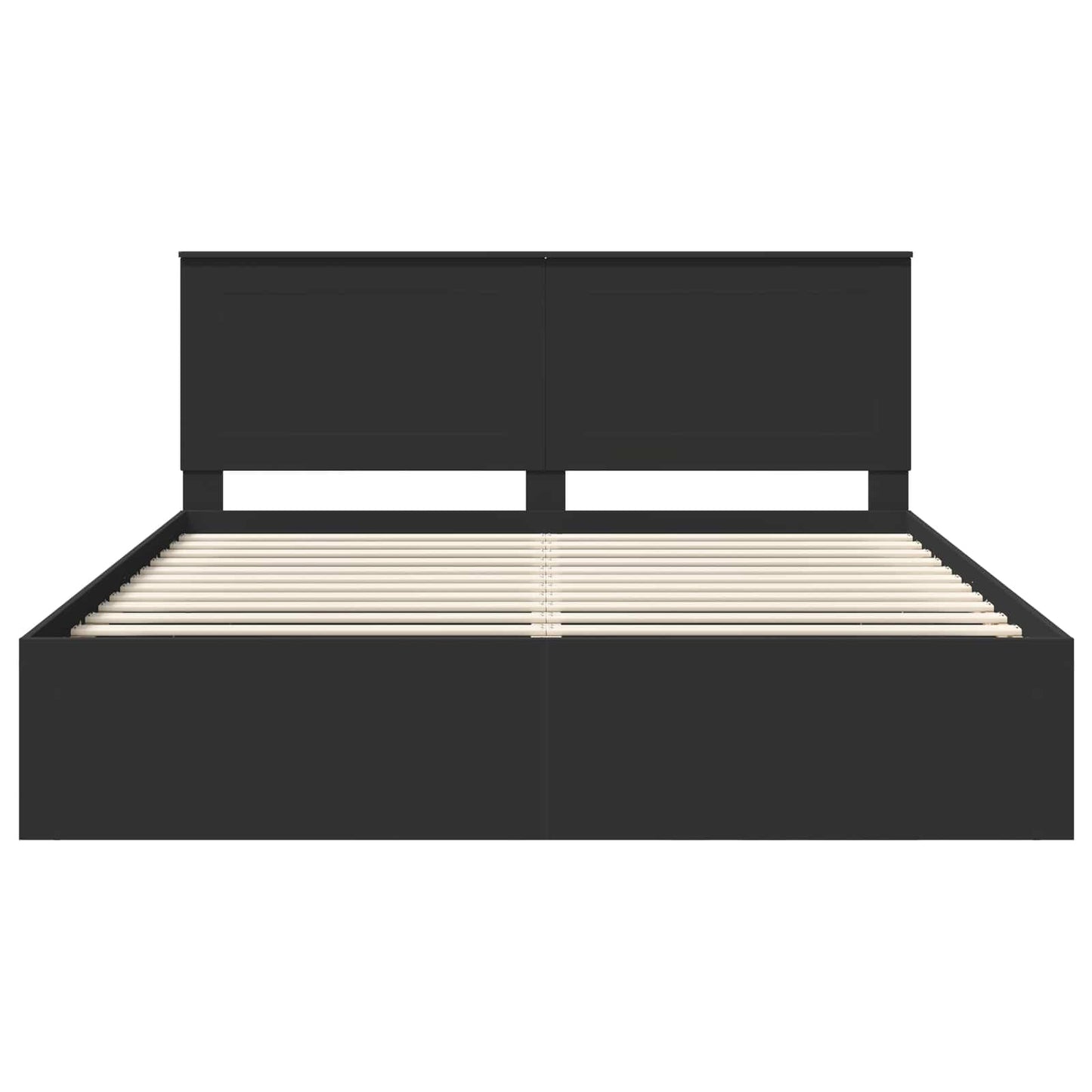 Bedframe met hoofdeinde Zwart 200 x 200 cm Massief grenenhout