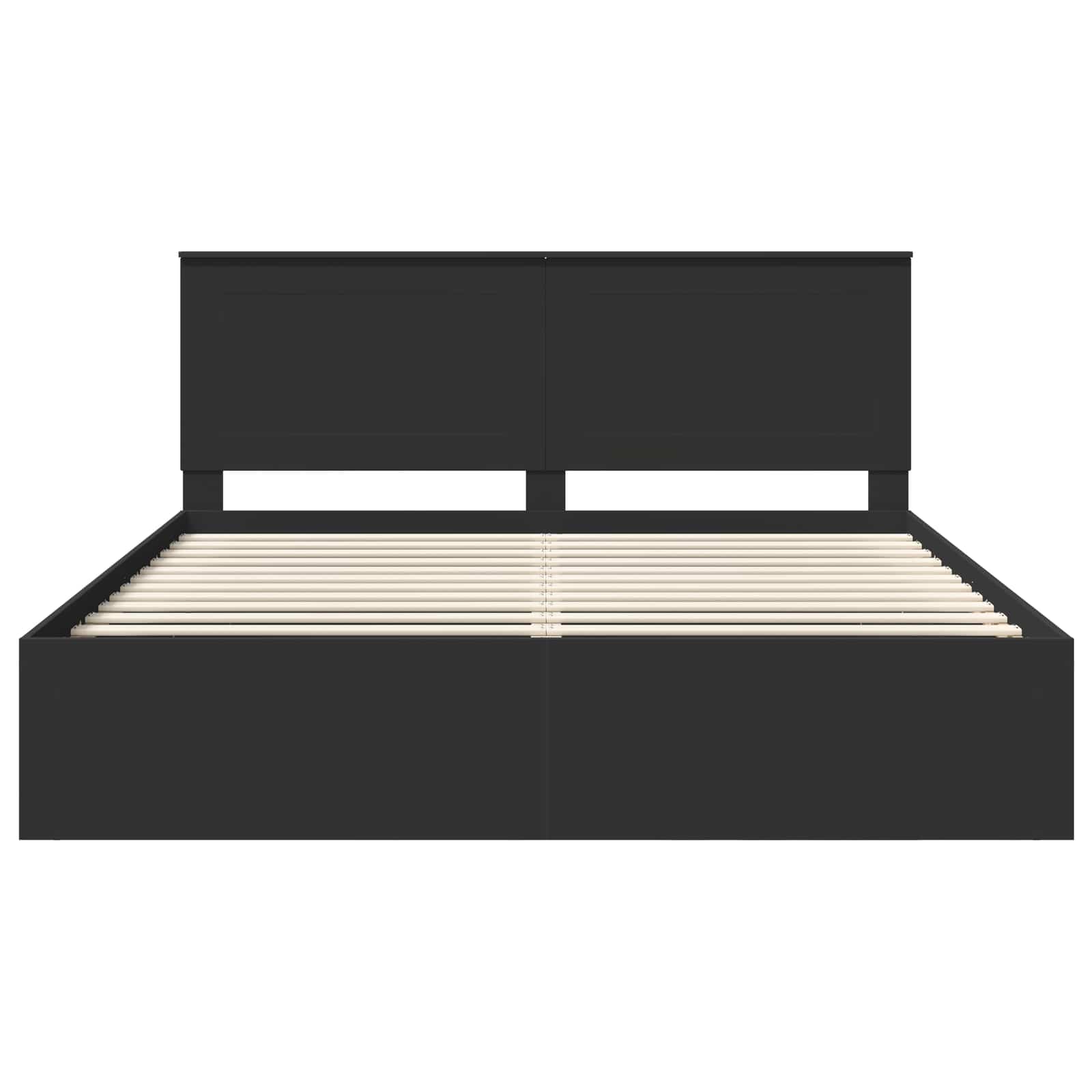 Bedframe met hoofdeinde Zwart 200 x 200 cm Massief grenenhout