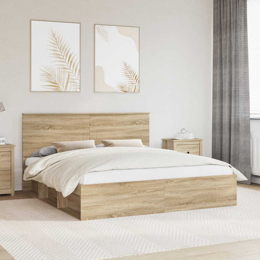 Bedframe met hoofdeinde Sonoma 200 x 200 cm Massief grenenhout