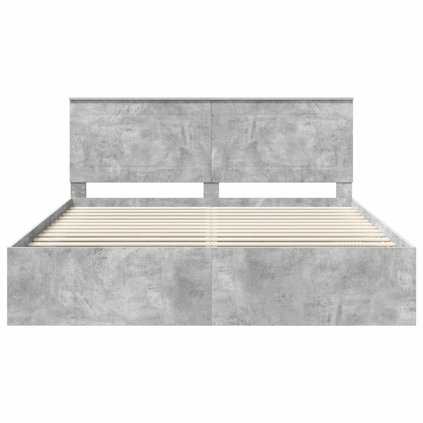 Bedframe met hoofdeinde Beton 200 x 200 cm Massief grenenhout
