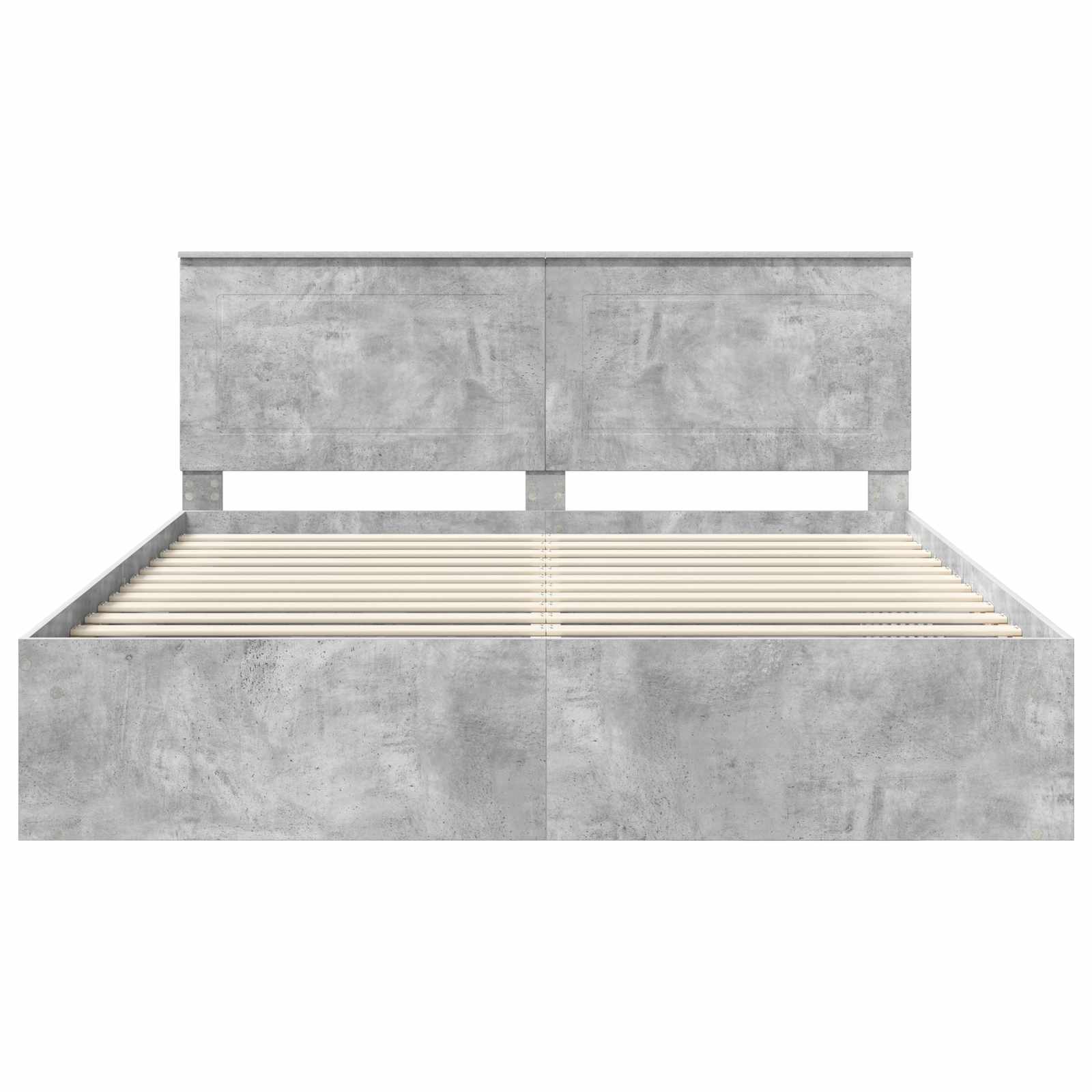 Bedframe met hoofdeinde Beton 200 x 200 cm Massief grenenhout