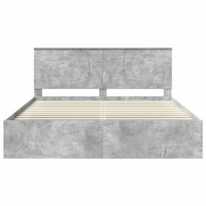 Bedframe met hoofdeinde Beton 200 x 200 cm Massief grenenhout