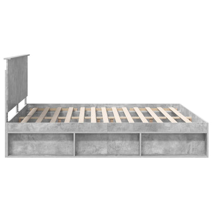 Bedframe met hoofdeinde Beton 200 x 200 cm Massief grenenhout