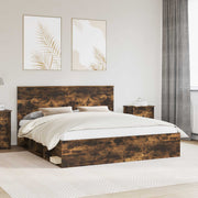 Bedframe 200x200 cm massief grenenhout gerookt eiken