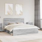 Bedframe 200x200 cm massief grenenhout grijs Sonoma