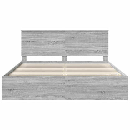Bedframe Grijs Sonoma 200 x 200 cm Massief grenenhout