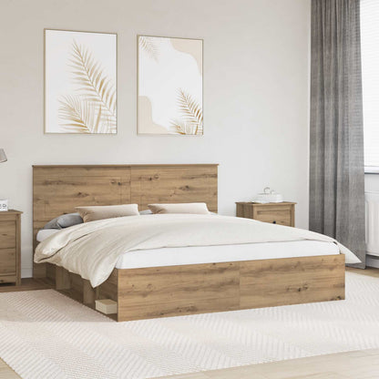 Bedframe Ambachtelijk eiken 200 x 200 cm Massief grenenhout