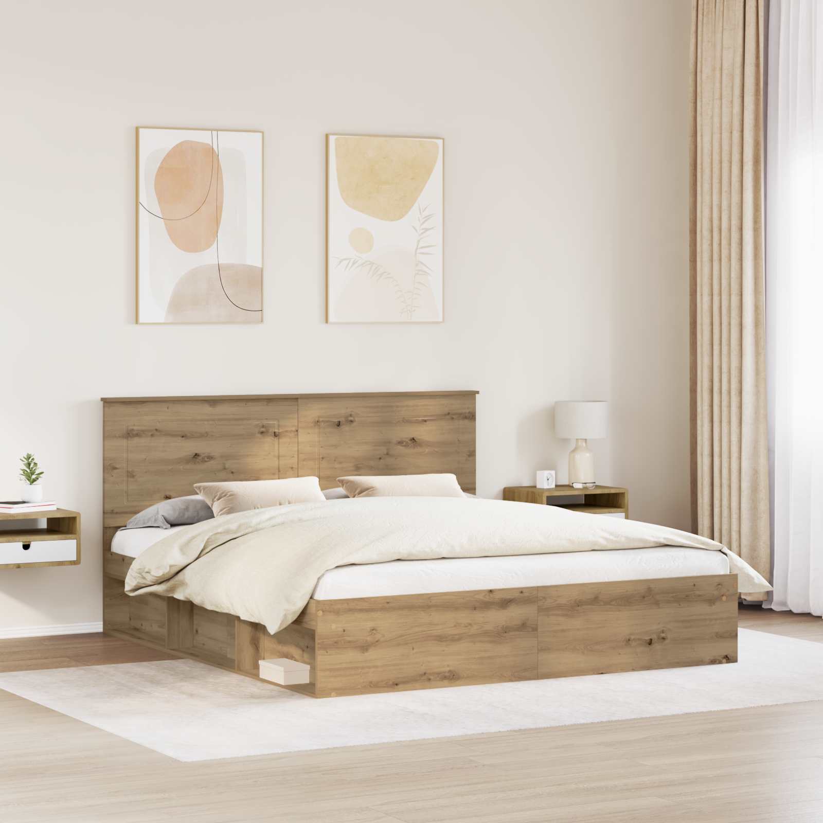 Bedframe Ambachtelijk eiken 200 x 200 cm Massief grenenhout
