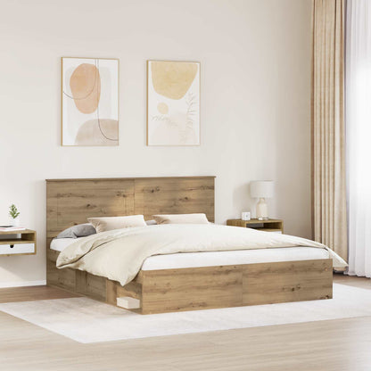 Bedframe Ambachtelijk eiken 200 x 200 cm Massief grenenhout