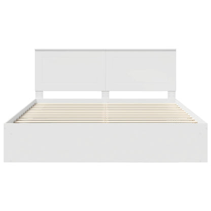 Bedframe met hoofdeinde Wit 180 x 200 cm Massief grenenhout