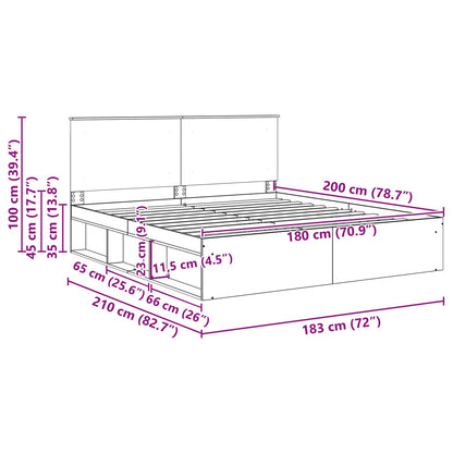 Bedframe met hoofdeinde Wit 180 x 200 cm Massief grenenhout