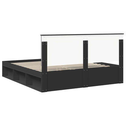 Bedframe met hoofdeinde Zwart 180 x 200 cm Massief grenenhout