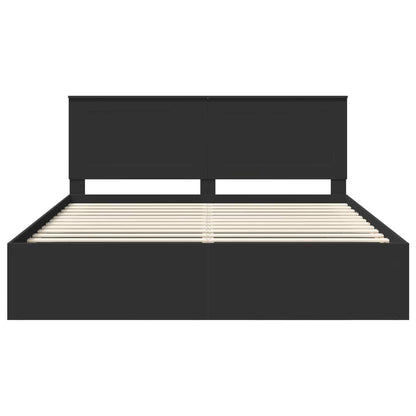 Bedframe met hoofdeinde Zwart 180 x 200 cm Massief grenenhout