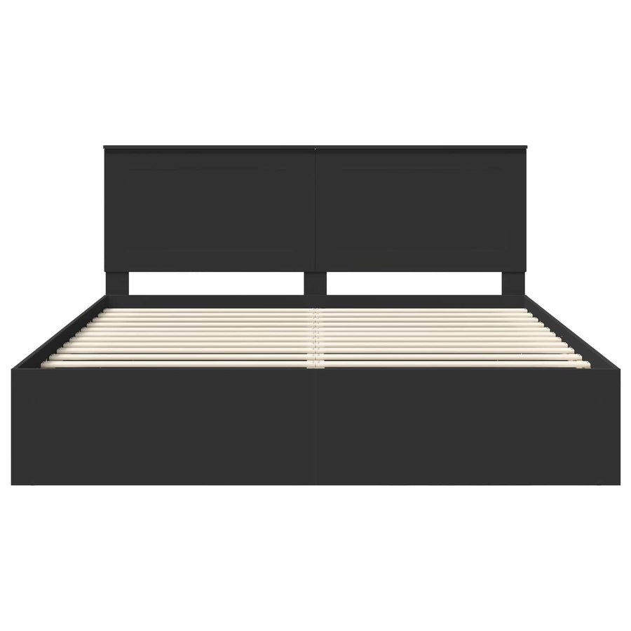 Bedframe met hoofdeinde Zwart 180 x 200 cm Massief grenenhout