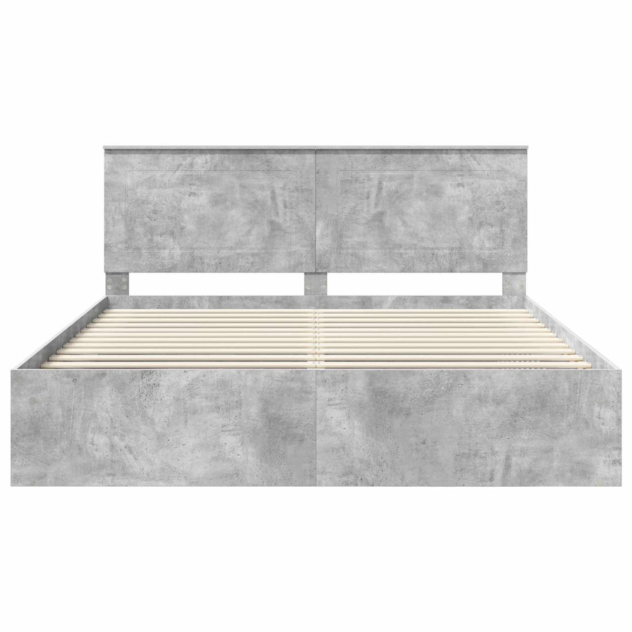 Bedframe met hoofdeinde Beton 180 x 200 cm Massief grenenhout