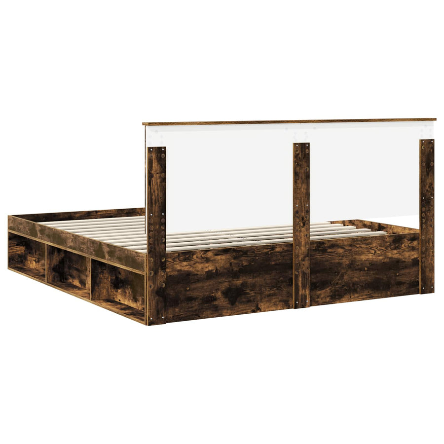Bedframe Gerookt eiken 180 x 200 cm Massief grenenhout