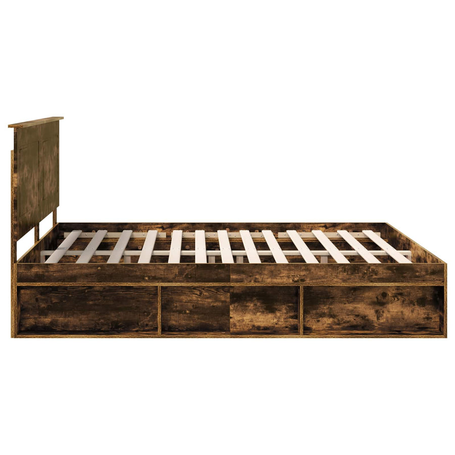 Bedframe Gerookt eiken 180 x 200 cm Massief grenenhout