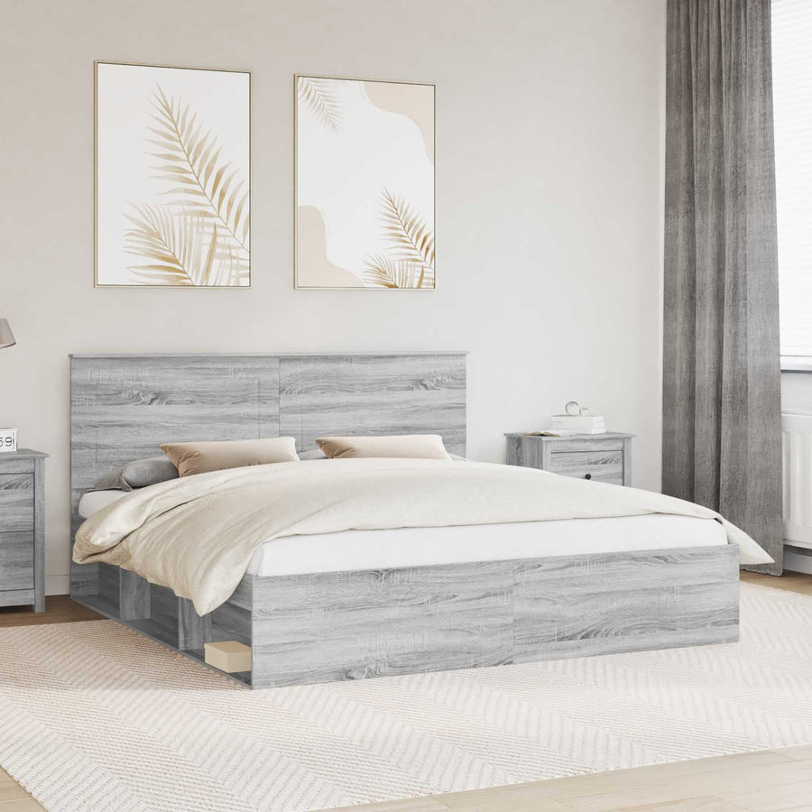 Bedframe Grijs Sonoma 180 x 200 cm Massief grenenhout