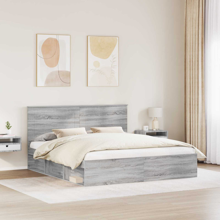 Bedframe Grijs Sonoma 180 x 200 cm Massief grenenhout