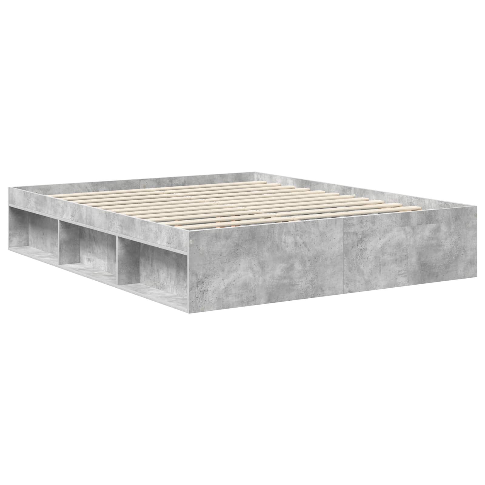 Bedframe met hoofdeinde Beton 160 x 200 cm Massief grenenhout