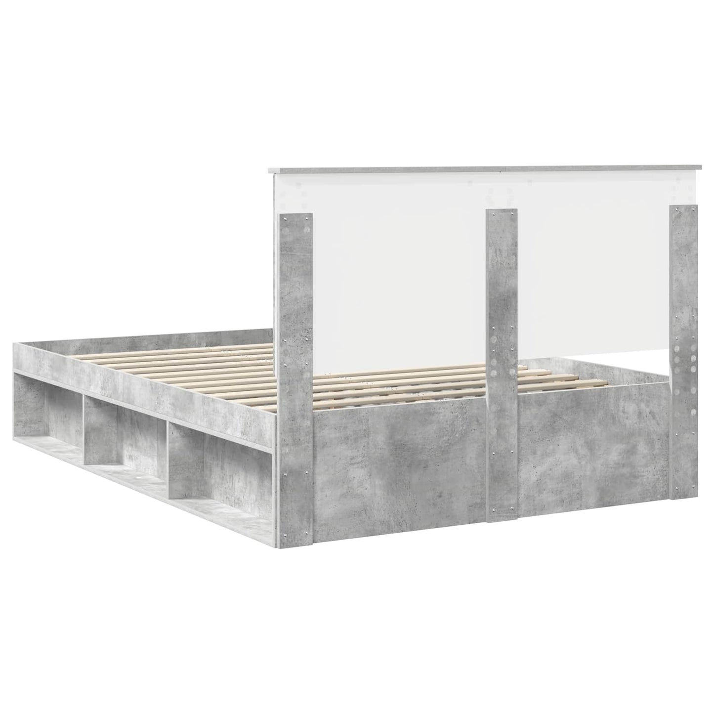 Bedframe met hoofdeinde Beton 160 x 200 cm Massief grenenhout