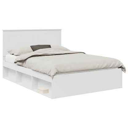 Bedframe met hoofdeinde Wit 150 x 200 cm Massief grenenhout