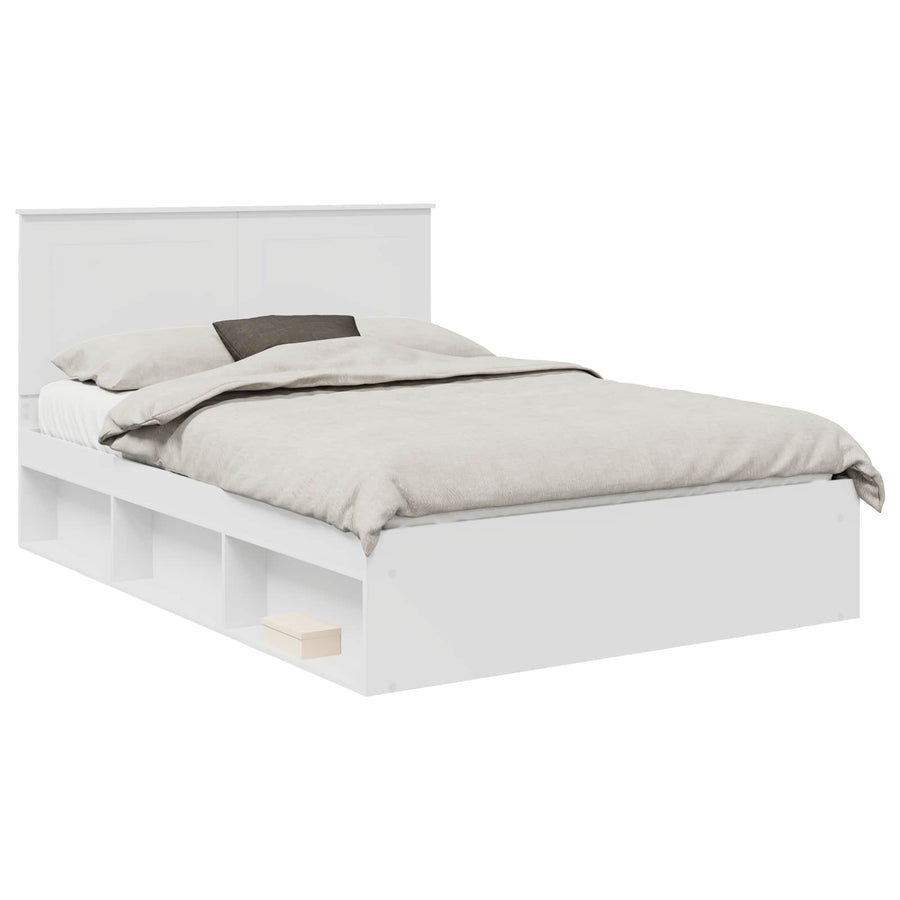 Bedframe met hoofdeinde Wit 150 x 200 cm Massief grenenhout