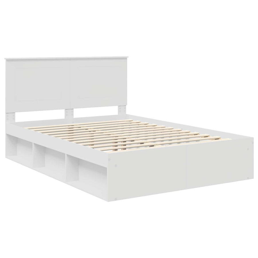 Bedframe met hoofdeinde Wit 150 x 200 cm Massief grenenhout