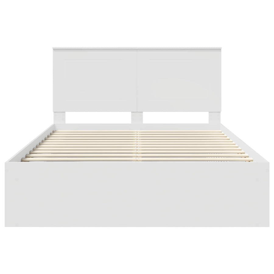 Bedframe met hoofdeinde Wit 150 x 200 cm Massief grenenhout