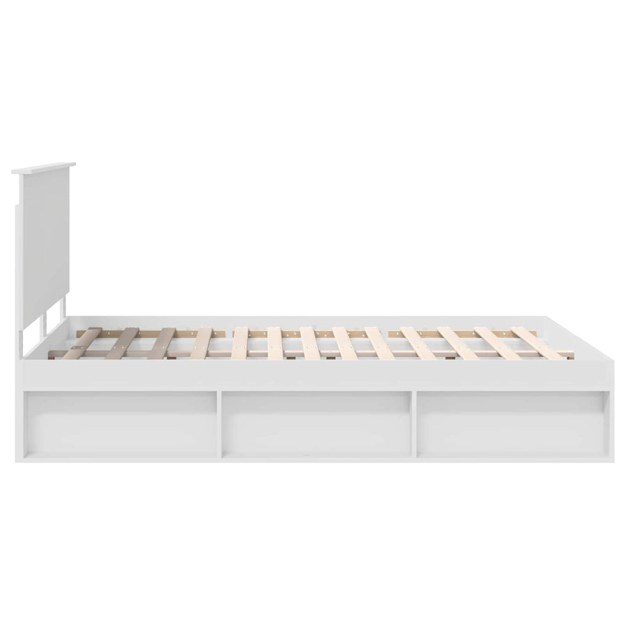 Bedframe met hoofdeinde Wit 150 x 200 cm Massief grenenhout