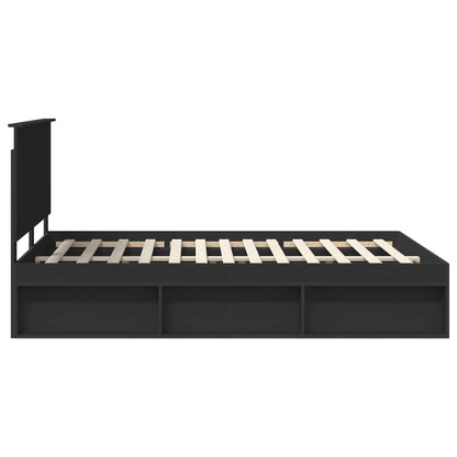 Bedframe met hoofdeinde Zwart 150 x 200 cm Massief grenenhout