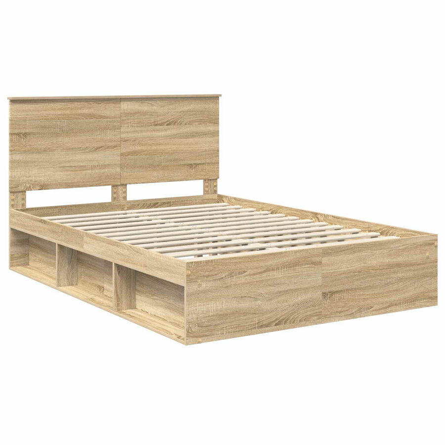 Bedframe met lade Sonoma Eiken 150 x 200 cm Massief grenenhout